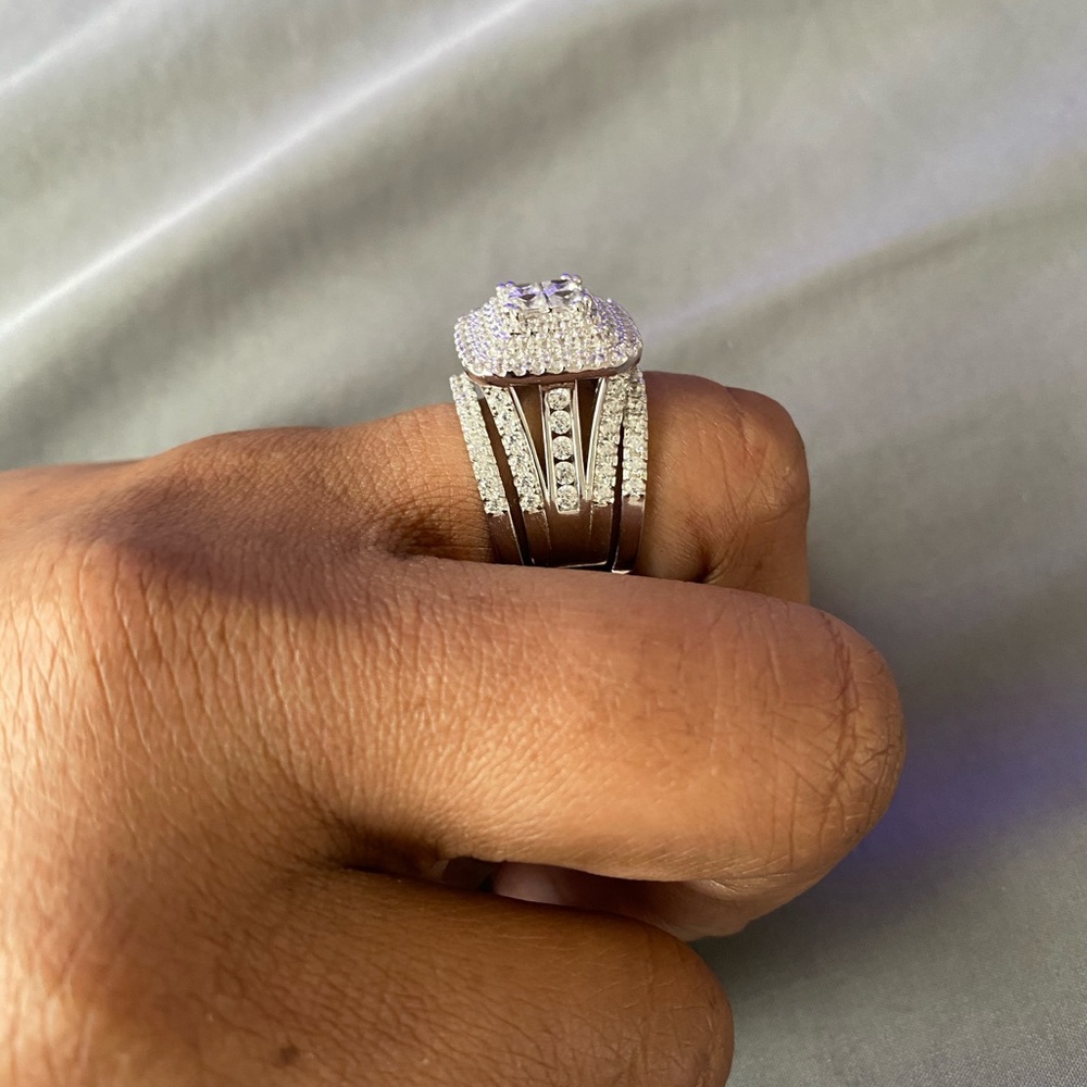 3 piece white sapphire bridal set